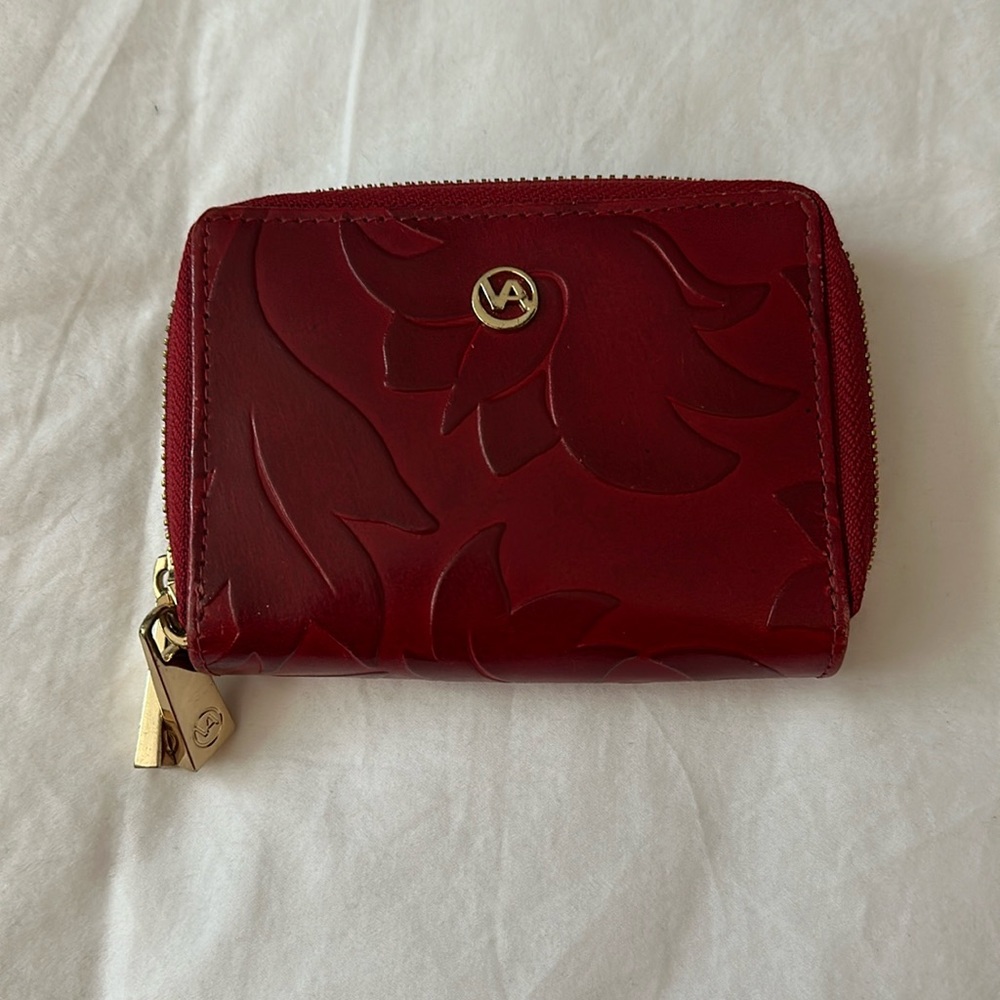Valentina red genuine leather mini wallet